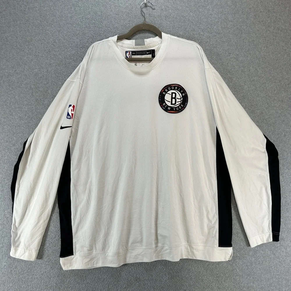 Brooklyn Nets Nike Shooting Shirt Mens XXL White Polyester Streetwear Sportswear